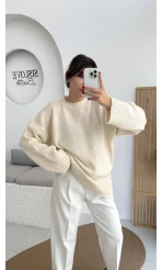 Kierra Örgü Kazak - Krem