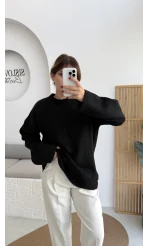 Kierra Örgü Kazak - Siyah