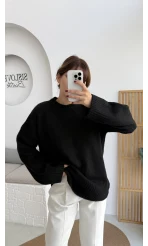 Kierra Örgü Kazak - Siyah