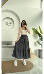 Kırışık Kat Kat Etek Antrasit 5015