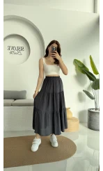 Kırışık Kat Kat Etek Antrasit 5015