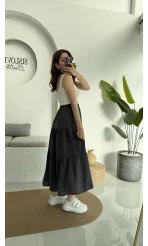 Kırışık Kat Kat Etek Antrasit 5015