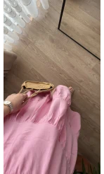 Kırışık Kat Kat Etek Pembe 5015