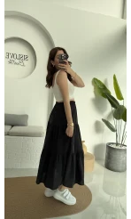 Kırışık Kat Kat Etek Siyah 5015