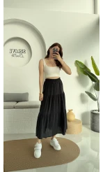 Kırışık Kat Kat Etek Siyah 5015