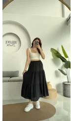 Kırışık Kat Kat Etek Siyah 5015