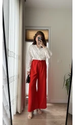 Kırmızı Tensel Pantolon