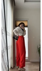 Kırmızı Tensel Pantolon