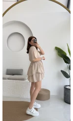 Kısa Elbise Krem - 3014