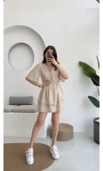Kısa Elbise Krem - 3014