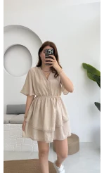 Kısa Elbise Krem - 3014