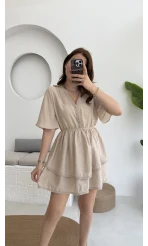 Kısa Elbise Krem - 3014