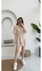 Kısa Elbise Krem - 3014