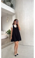 Kısa Kol T-Shirt Mini Elbise Takım - Lacivert - Kod: 4153