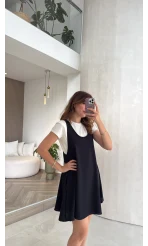 Kısa Kol T-Shirt Mini Elbise Takım - Lacivert - Kod: 4153