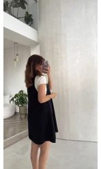 Kısa Kol T-Shirt Mini Elbise Takım - Lacivert - Kod: 4153