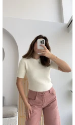 Kısa Kollu Triko Ekru Kod: 9037