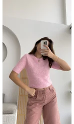 Kısa Kollu Triko Pembe Kod: 9037
