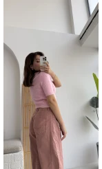 Kısa Kollu Triko Pembe Kod: 9037