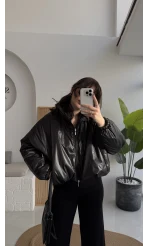 Kısa Şişme Mont - Siyah - Kod: 9596