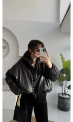 Kısa Şişme Mont - Siyah - Kod: 9596