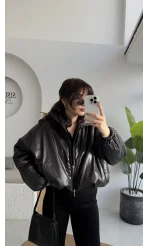 Kısa Şişme Mont - Siyah - Kod: 9596