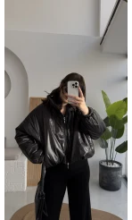 Kısa Şişme Mont - Siyah - Kod: 9596