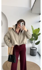 Kısa Şişme Mont - Vizon - Kod: 9596