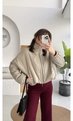 Kısa Şişme Mont - Vizon - Kod: 9596