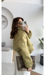 Kısa Şişme Mont - Yeşil - Kod: 9596