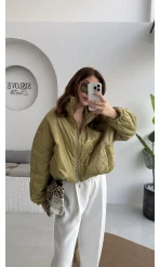 Kısa Şişme Mont - Yeşil - Kod: 9596