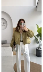 Kısa Şişme Mont - Yeşil - Kod: 9596