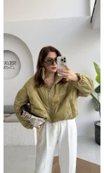 Kısa Şişme Mont - Yeşil - Kod: 9596