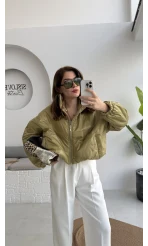 Kısa Şişme Mont - Yeşil - Kod: 9596