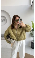 Kısa Şişme Mont - Yeşil - Kod: 9596