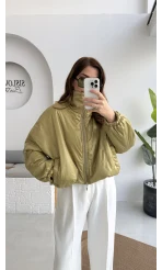 Kısa Şişme Mont - Yeşil - Kod: 9596