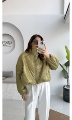 Kısa Şişme Mont - Yeşil - Kod: 9596