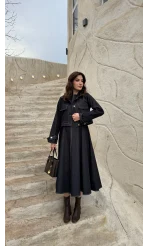 Kloş Elbise Ceket Takım - Denim Mavisi - Kod: 8915