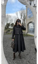 Kloş Elbise Ceket Takım - Denim Mavisi - Kod: 8915