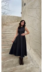 Kloş Elbise Ceket Takım - Denim Mavisi - Kod: 8915