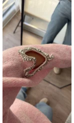 Kolları Kalp Detay Mücevher Model Kazak Pembe