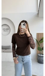 Kolu Danteli T-shirt - Kahverengi