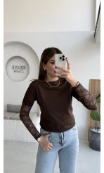 Kolu Danteli T-shirt - Kahverengi