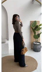 Köprü Detay Kemerli Pantolon - Lacivert - Kod: 3855