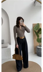 Köprü Detay Kemerli Pantolon - Lacivert - Kod: 3855