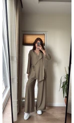 Krinkıl Viskon Kimono Takım Haki (KOD: 51109)