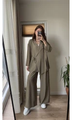 Krinkıl Viskon Kimono Takım Haki (KOD: 51109)