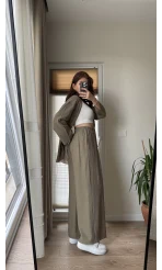 Krinkıl Viskon Kimono Takım Haki (KOD: 51109)