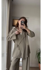 Krinkıl Viskon Kimono Takım Haki (KOD: 51109)