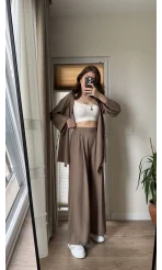 Krinkıl Viskon Kimono Takım Kahve (KOD: 51109)